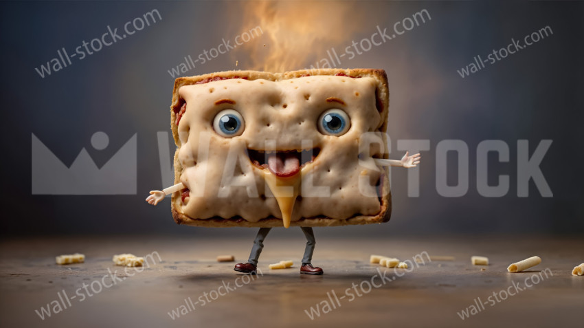 Grilled cheese humanized sandwich cheerful and smiling