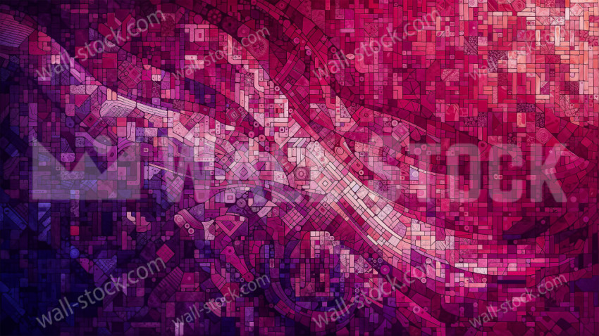 A mosaic style background composed of interlocking shapes and patterns in varying shades of magenta, forming a captivating tapestry of color1