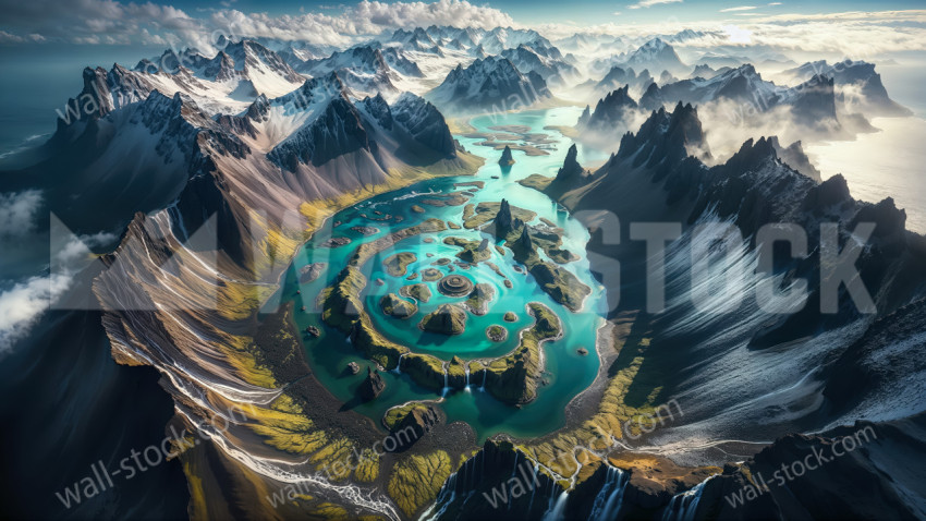 Amazing valley inside ocean crater
