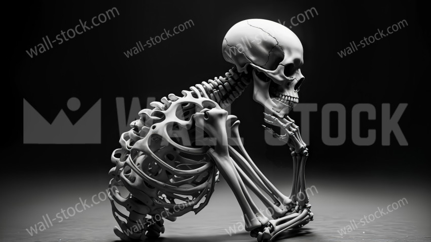 A Thinking Human Skeleton with an Upper Body and Skull Visible